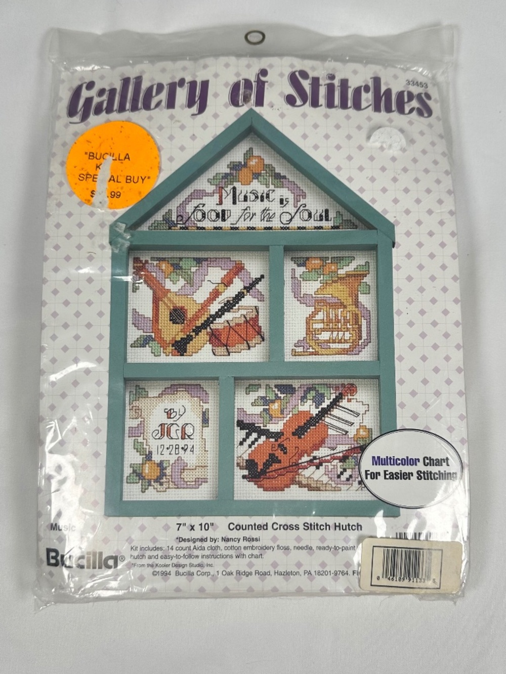 Bucilla Gallery of Stitches 33453 Music Counted Cross Stitch Hutch 7X10 Inch NIP